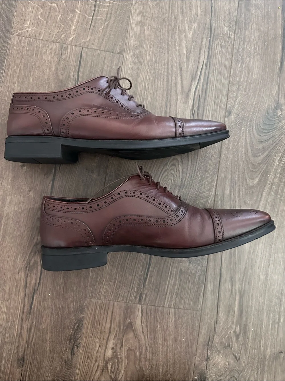 Bruno Magli Men's Brown Leather Brogue Cap-Toe Oxfords